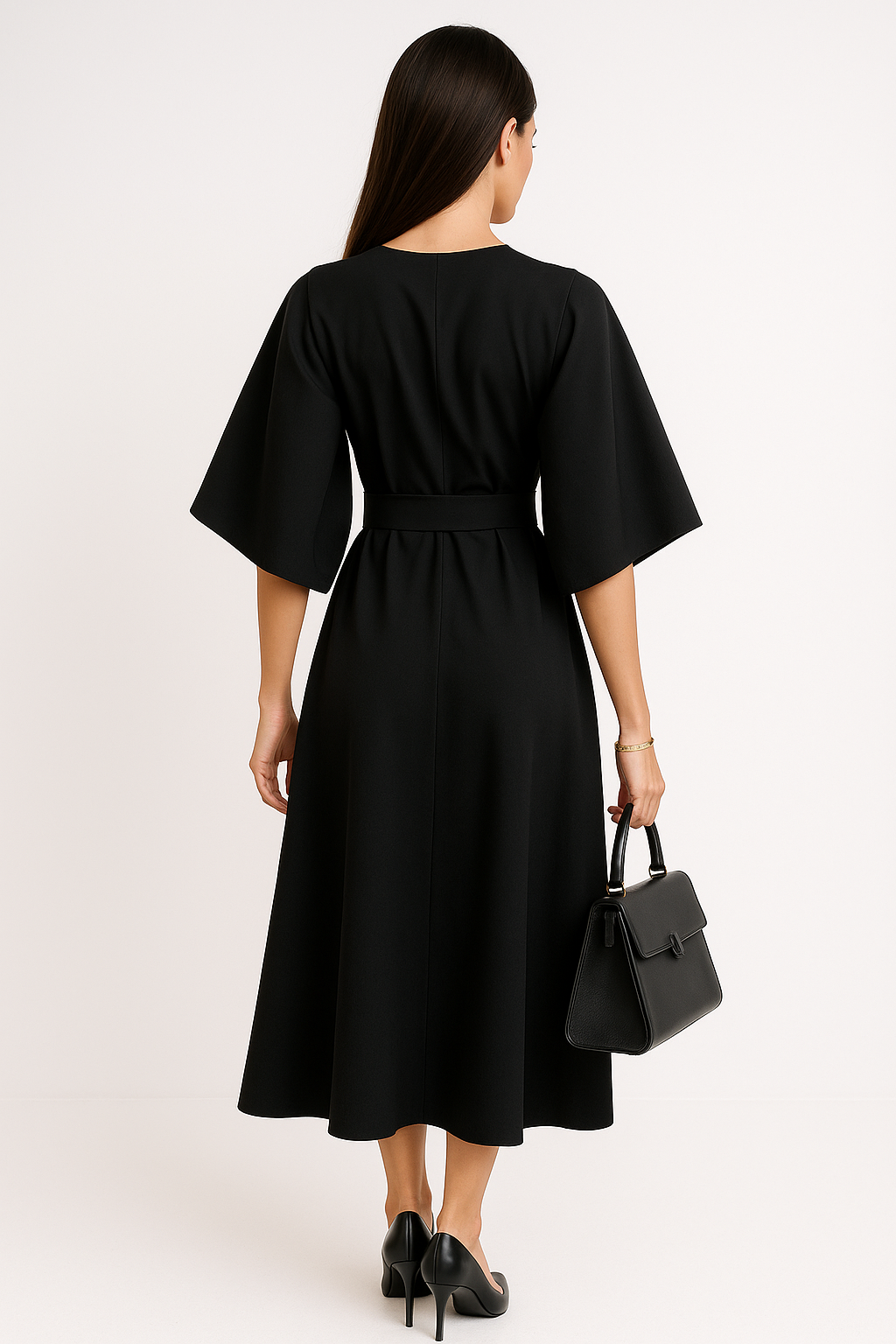 Crew Neck Midi Work Dress