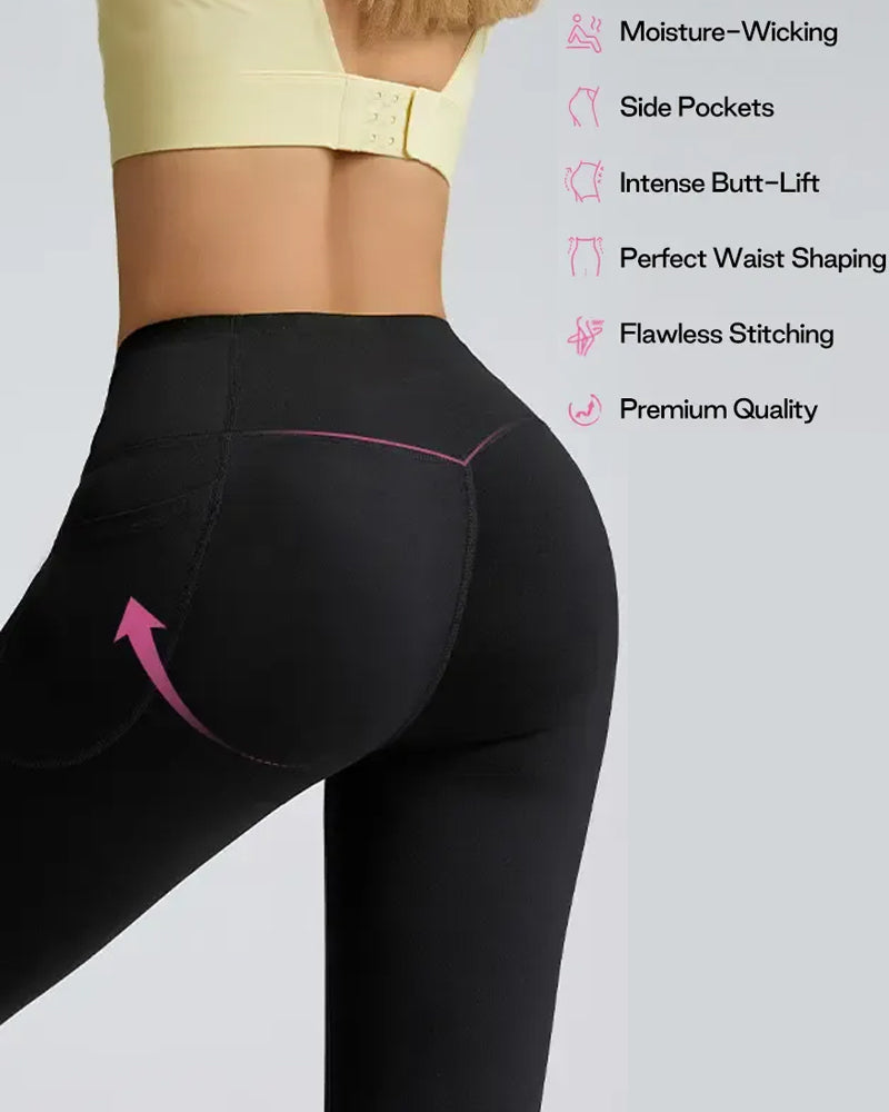 Butt Lifting Tummy Control Side Pocket High Waisted Shaping Training Leggings