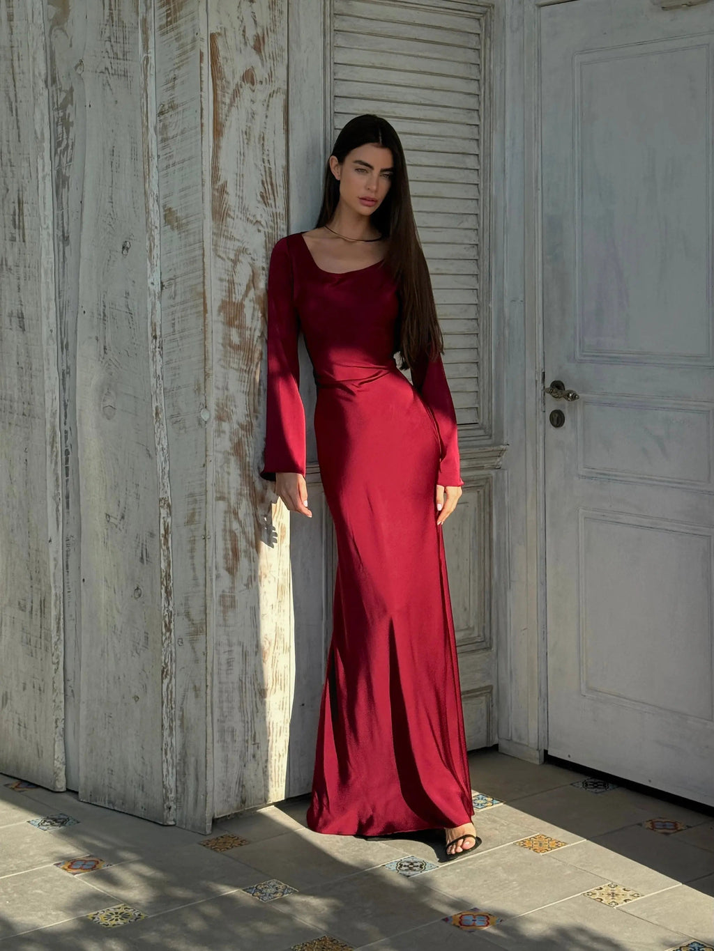 Elegant Wedding Guest Long Sleeve Maxi Dress