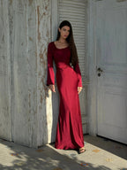 Elegant Wedding Guest Long Sleeve Maxi Dress
