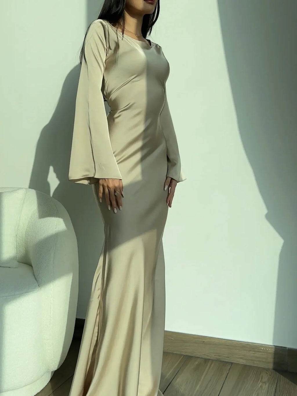 Elegant Wedding Guest Long Sleeve Maxi Dress