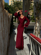 Elegant Wedding Guest Long Sleeve Maxi Dress