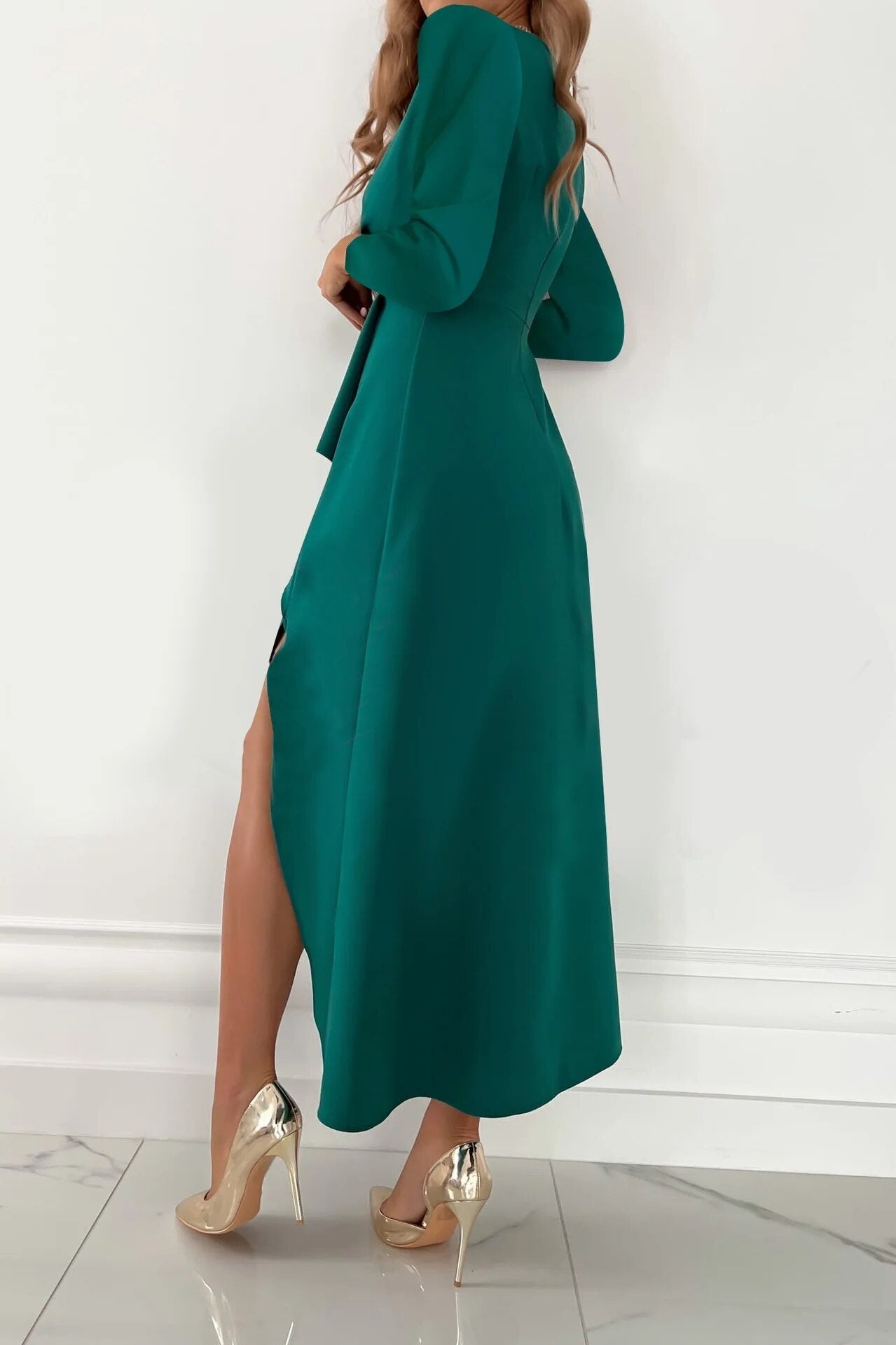 Elegant Holiday V-Neck Sheath Midi Dress