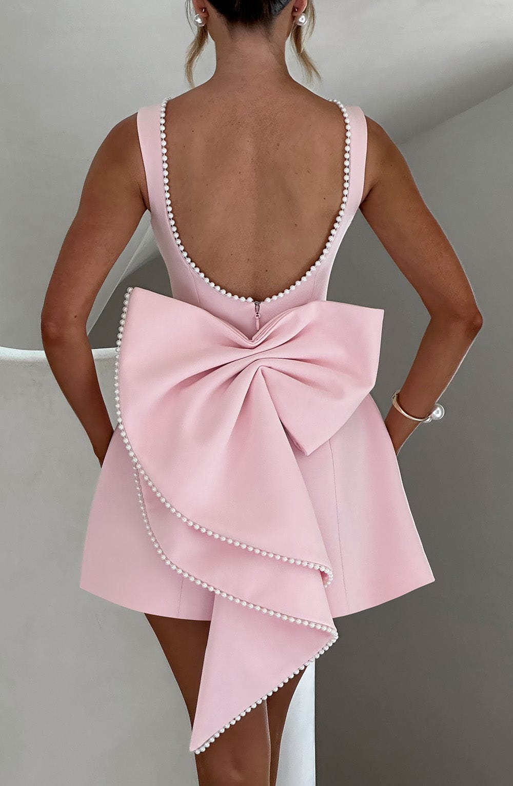 Cute Bow-Back Party Mini Dress