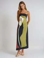 Calla Strapless Printed Summer Party Maxi Dress