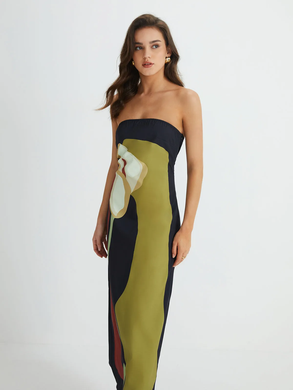 Calla Strapless Printed Summer Party Maxi Dress