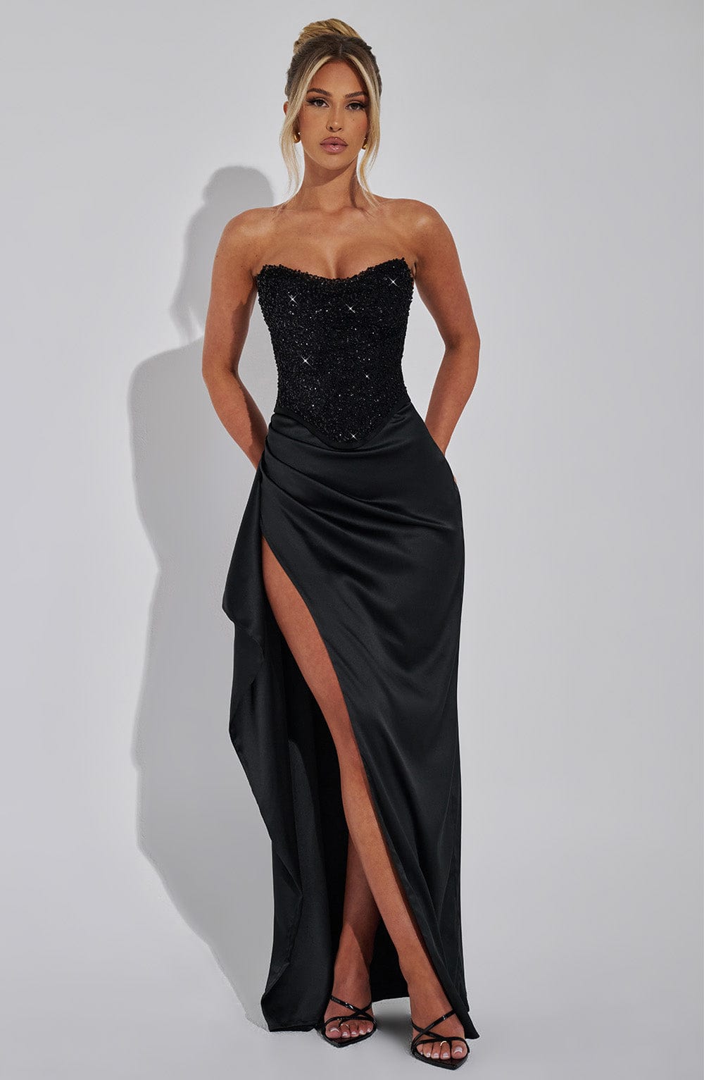 Emrielle Beaded Corset Evening Grown Maxi Dress