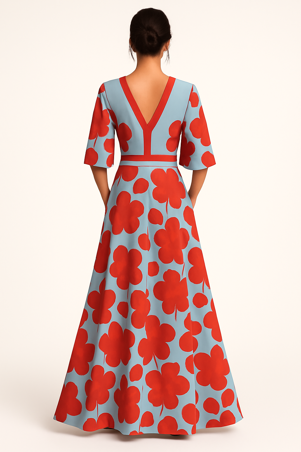 Floral V-Neck Summer Evening Maxi Dress