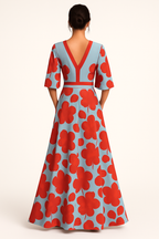 Floral V-Neck Summer Evening Maxi Dress