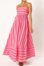Striped Strappy Summer Beach Maxi Dress