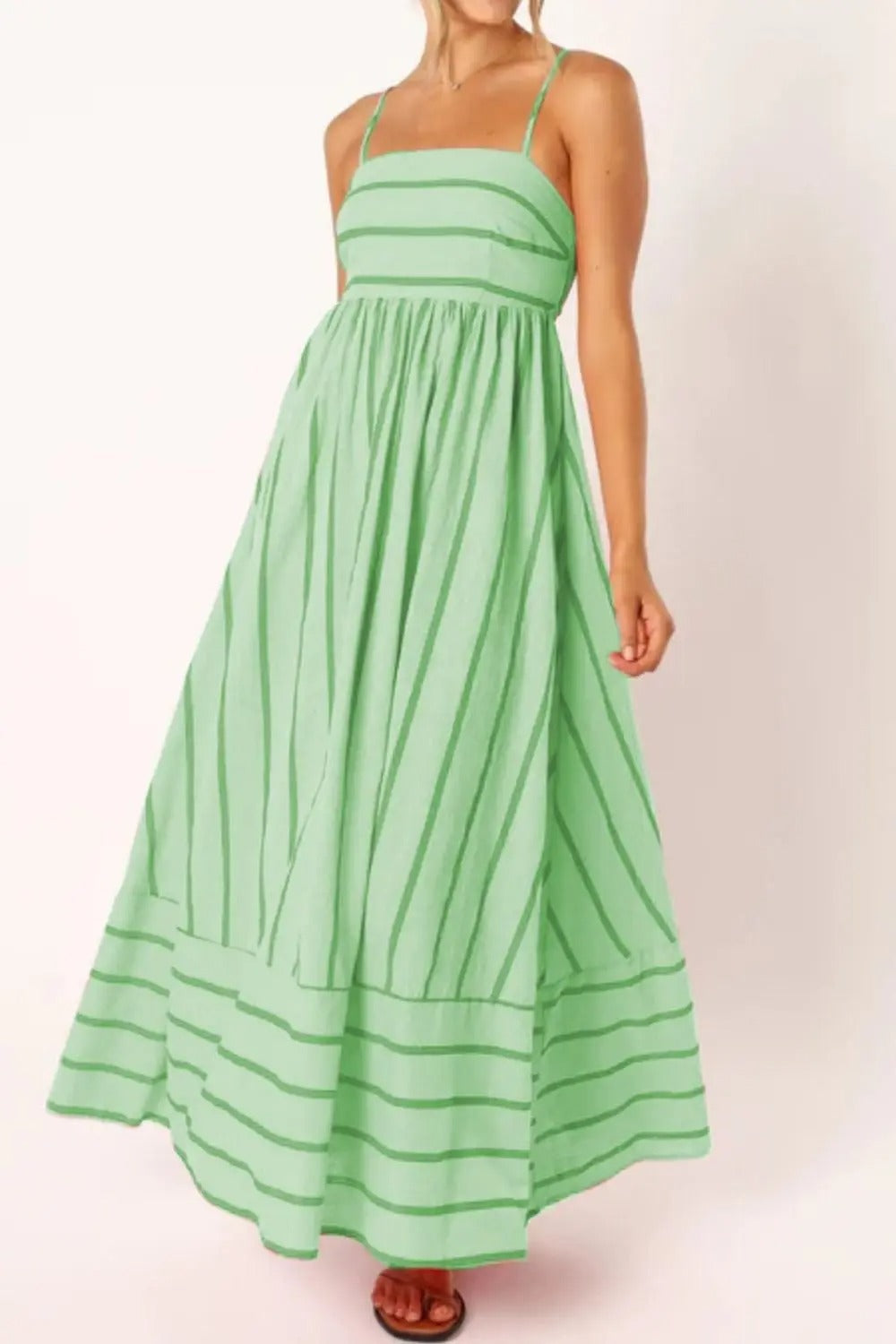 Striped Strappy Summer Beach Maxi Dress