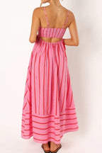 Striped Strappy Summer Beach Maxi Dress