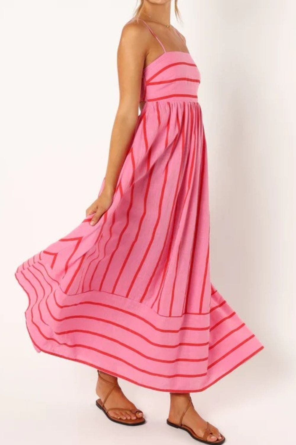Striped Strappy Summer Beach Maxi Dress