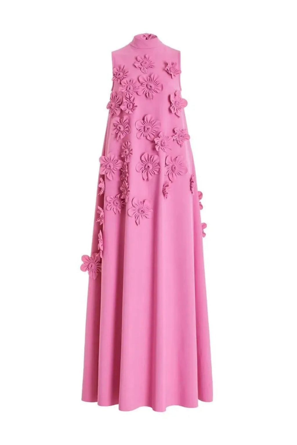 Flower Embellished Sleeveless Summer Evening Maxi Dress