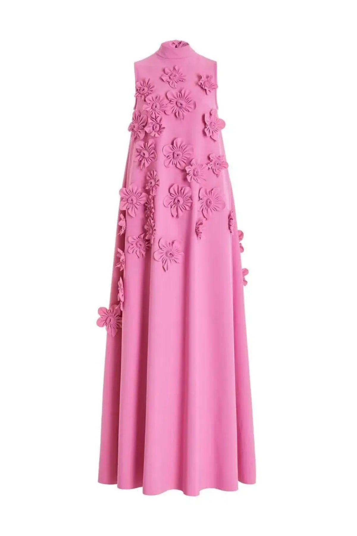 Flower Embellished Sleeveless Summer Evening Maxi Dress