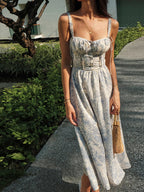 Summer Floral Cocktail Midi Dress