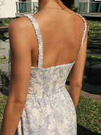 Summer Floral Cocktail Midi Dress