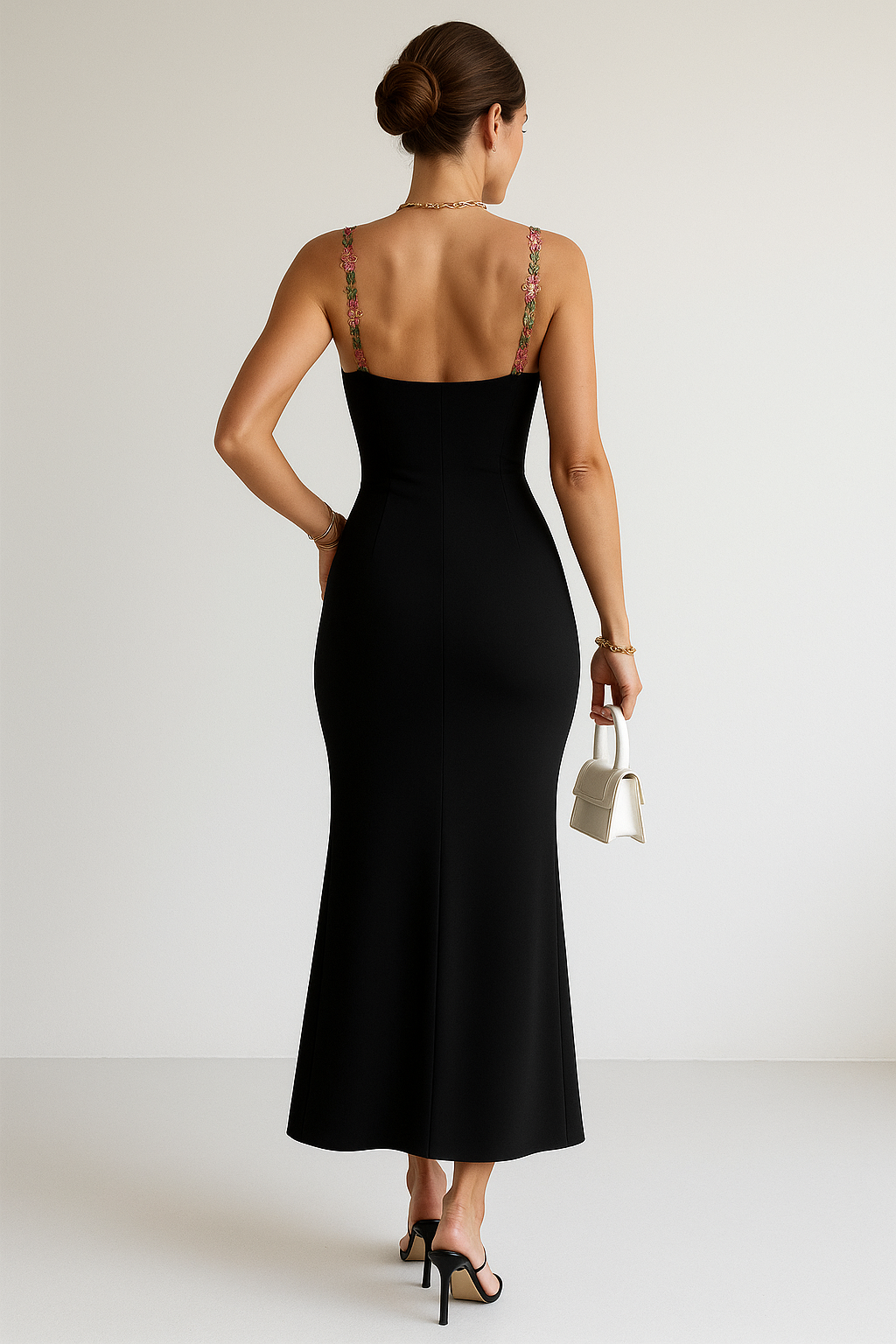 Flower Embroided Summer Night Maxi Dress