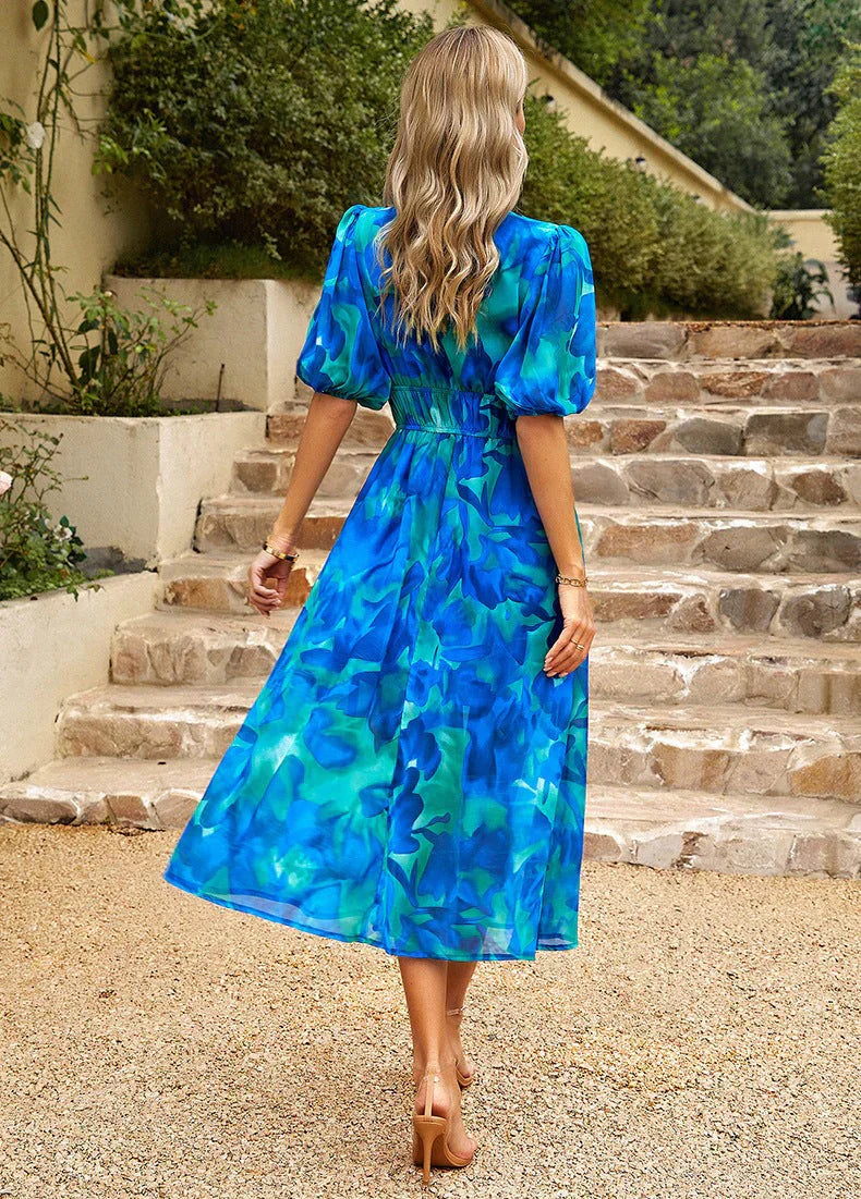 Flowing Summer midi dress with floral print