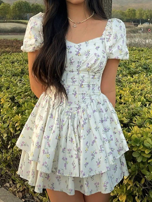 Summer Floral Corset Mini Dress