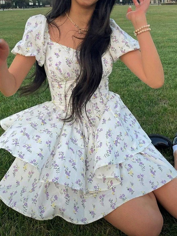 Summer Floral Corset Mini Dress