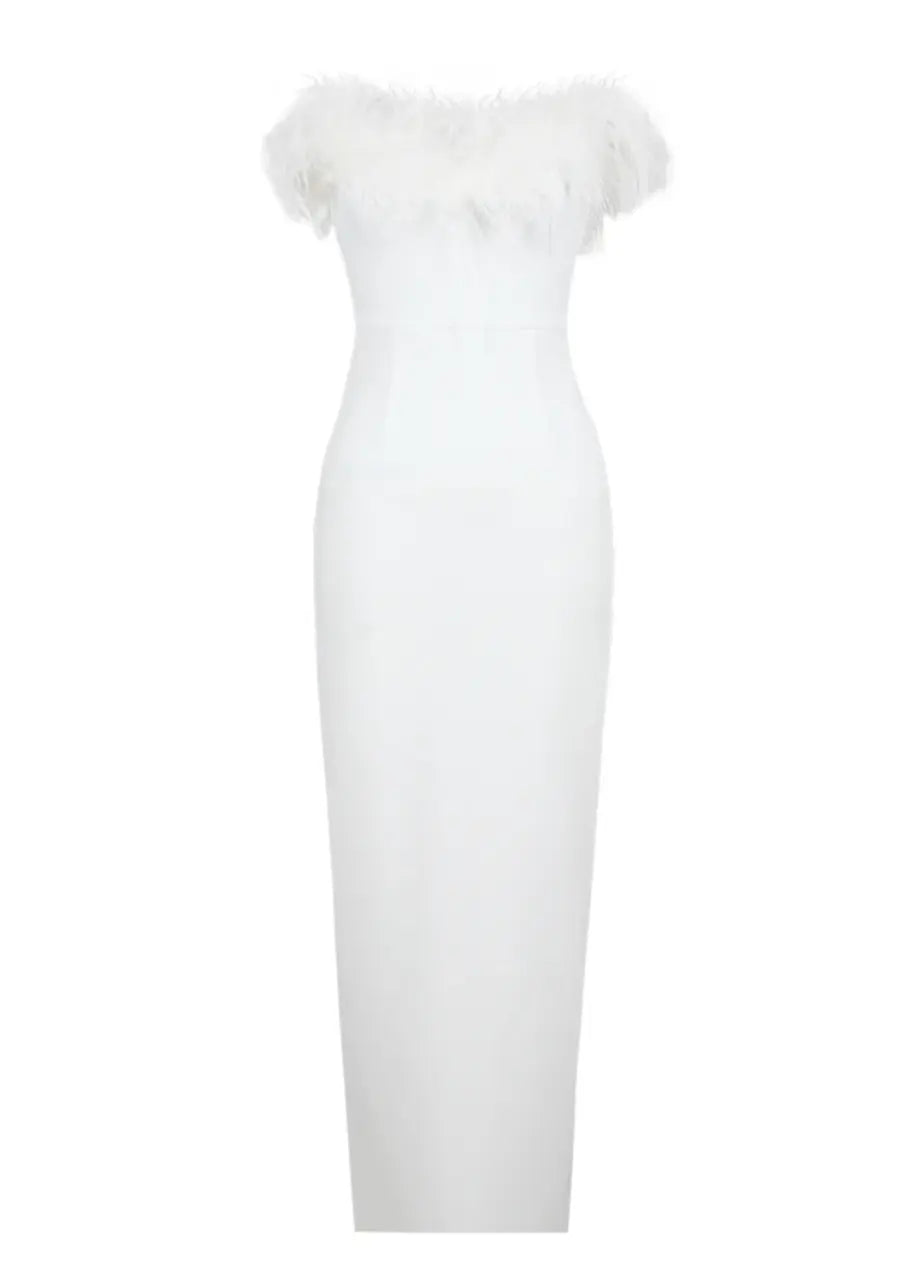 White Evening Wedding guest Maxi dress