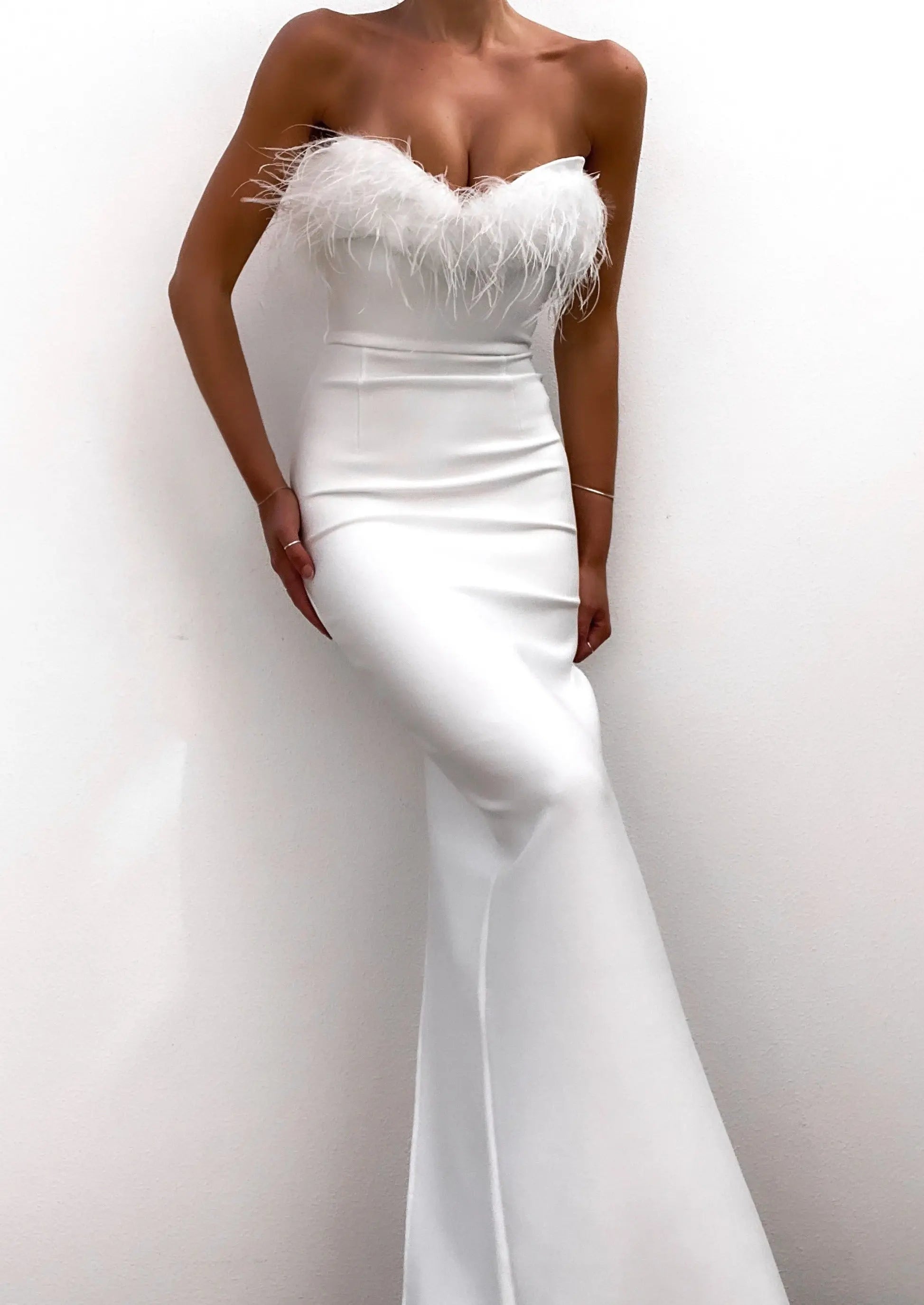 White Evening Wedding guest Maxi dress