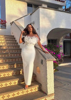 White Evening Wedding guest Maxi dress