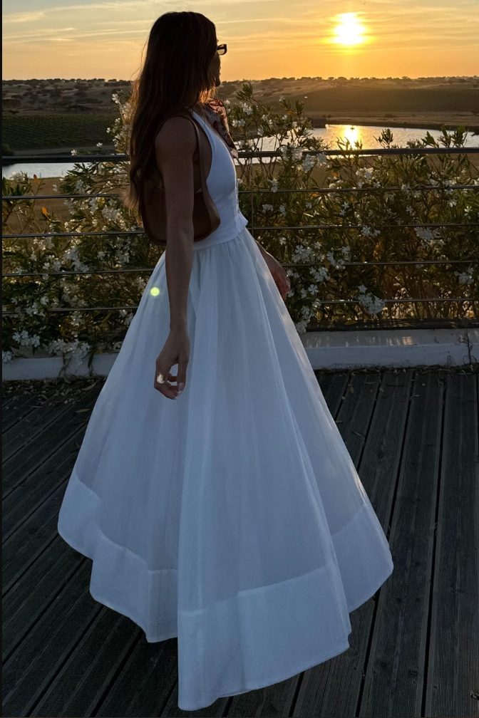Elegant White Summer Party Dress