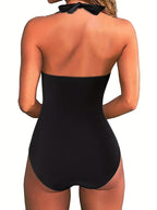 V-Neck Halter Neck Backless Swimsuit