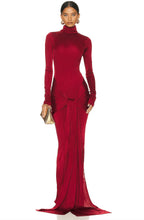 Red High Neck Formal Party Maxi Dress