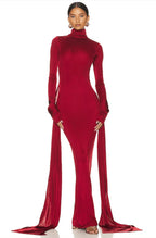 Red High Neck Formal Party Maxi Dress