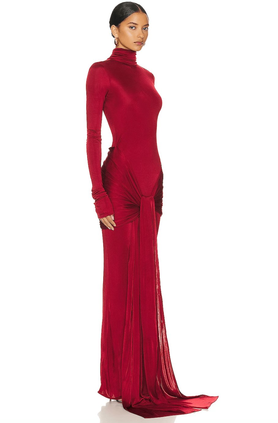 Red High Neck Formal Party Maxi Dress