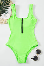 V-Neck Hollow Zipper Swimsuit