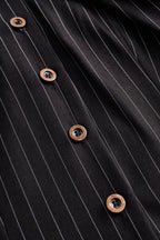 Pinstripe Top With Contrast Collar And Button Front