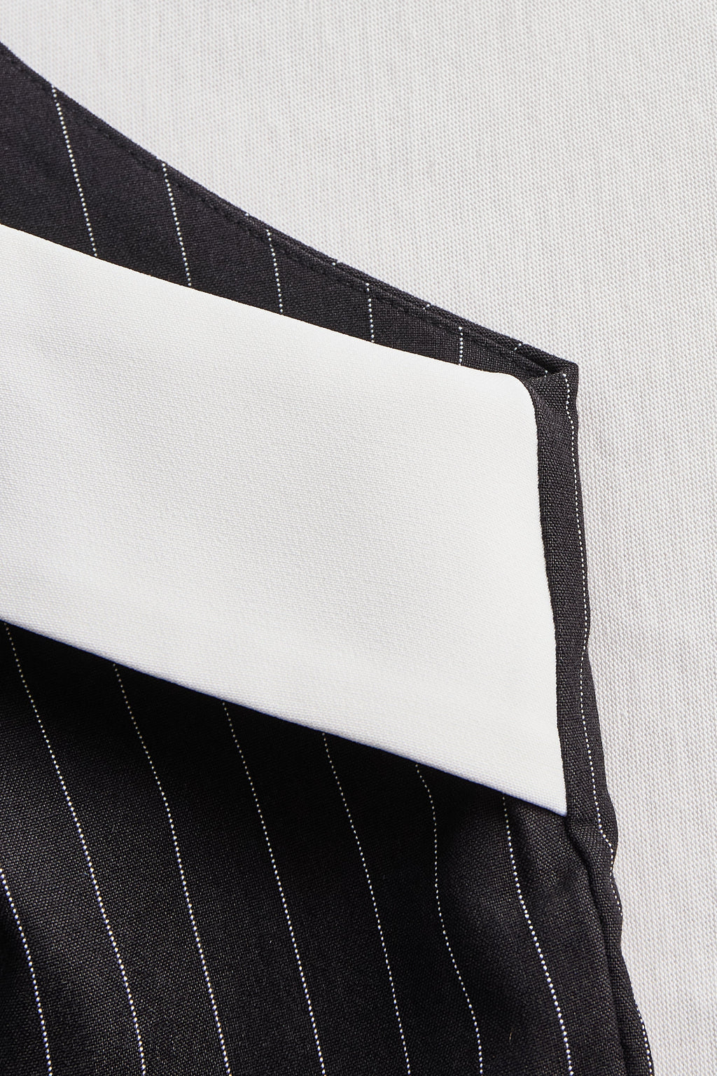 Pinstripe Top With Contrast Collar And Button Front