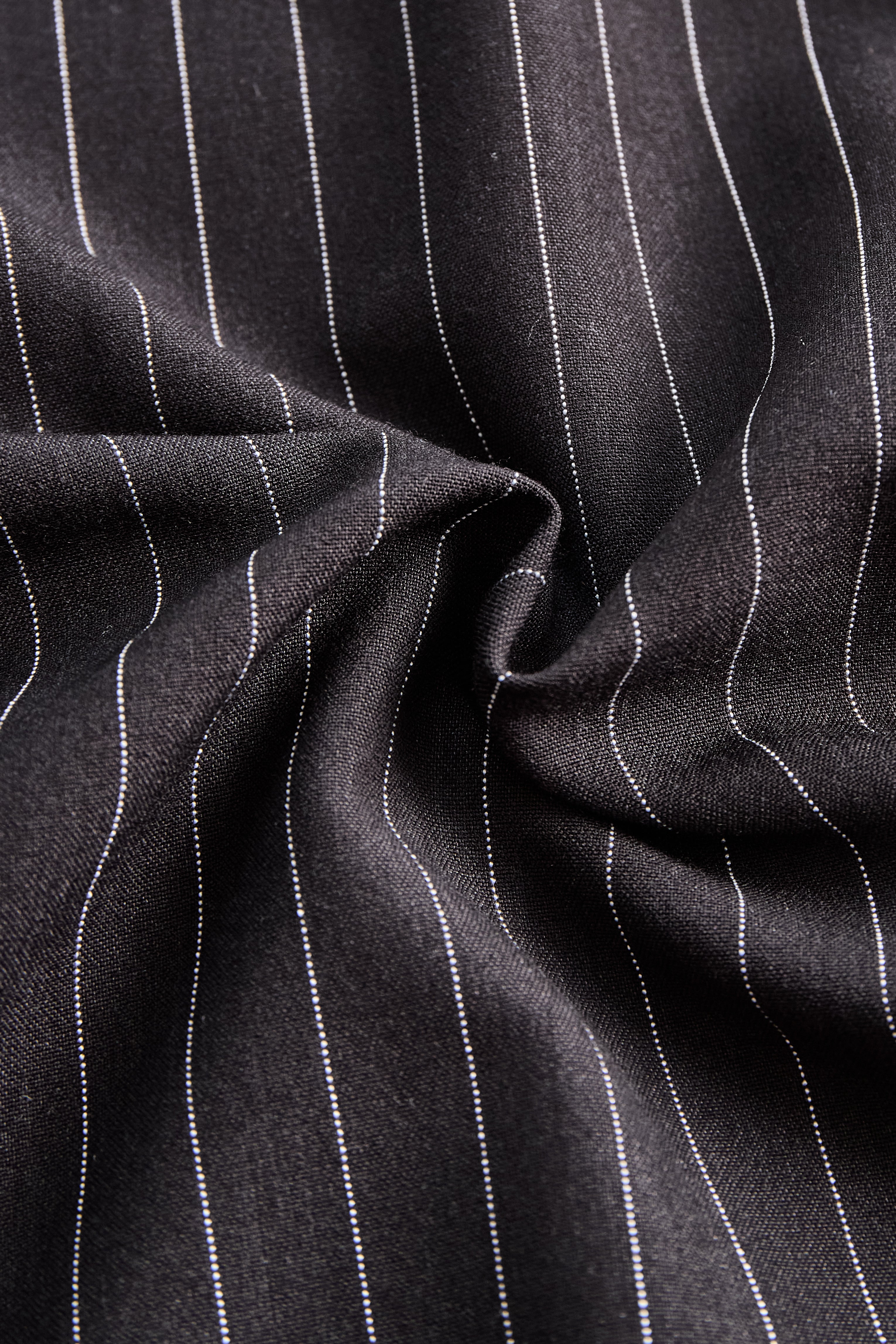 Pinstripe Top With Contrast Collar And Button Front