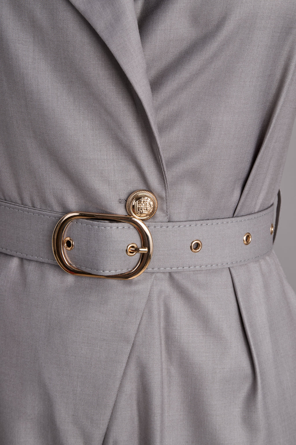 Sophisticated Plain Belted Sleeveless Romper