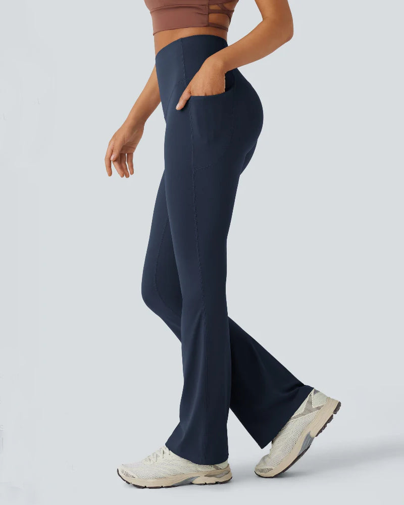 High Waisted Tummy Control Pocket Shaping Yoga Bootcut Leggings