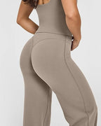 High Waist Stretch Casual Soft Straight Leg Bottoms