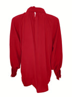 Long Sleeve Blouse with Tie Neck