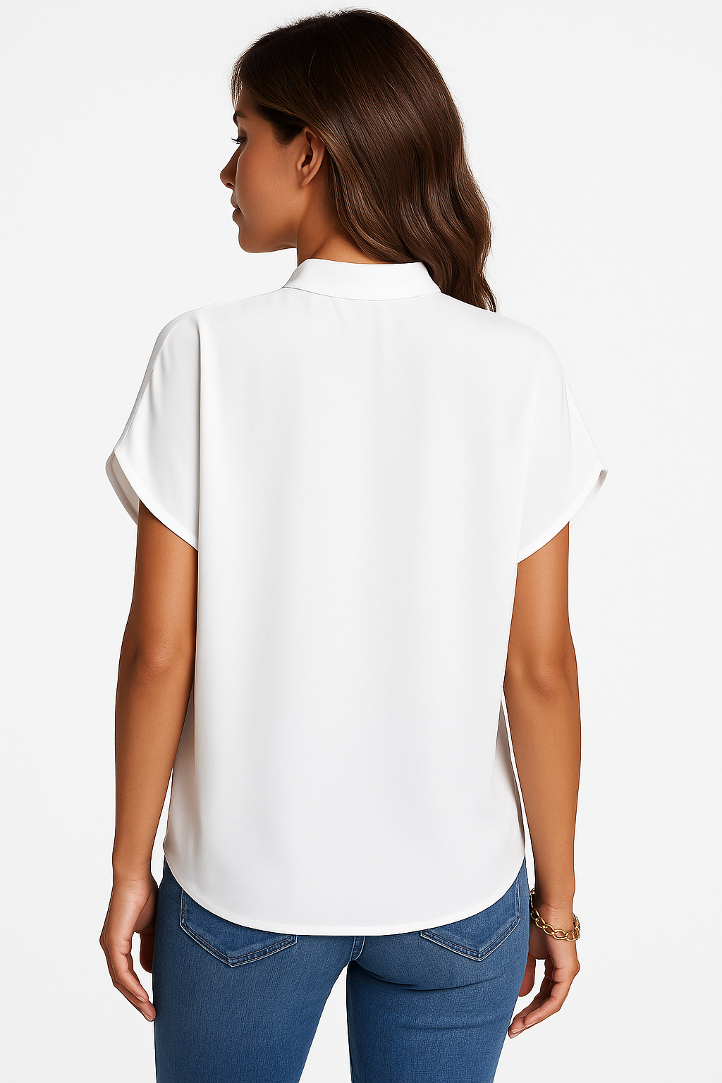 V-Neck Mandarin Collar Blouse