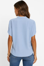 V-Neck Mandarin Collar Blouse