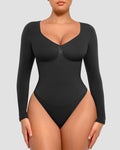 Seamless V-Neck Long Sleeve Shaping Bodysuit