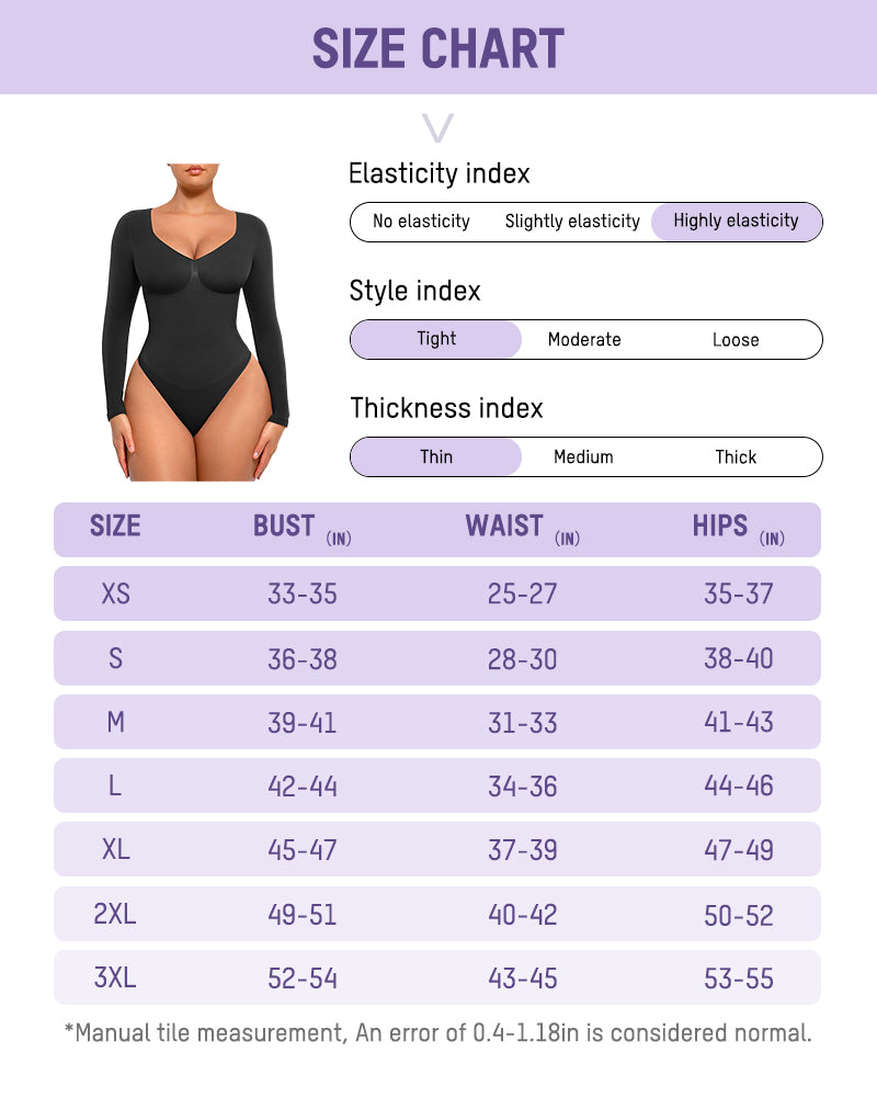 Seamless V-Neck Long Sleeve Shaping Bodysuit