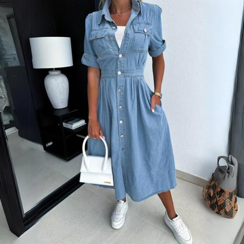 Women's Loose denim midi dress