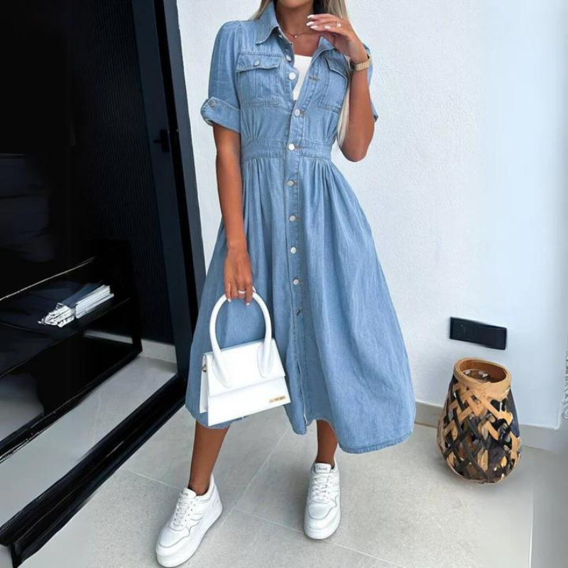 Women's Loose denim midi dress