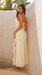 Lyra Elegant Ruffle Trim Wedding Guest Maxi Dress