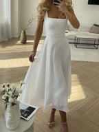 Marie Elegant A-line Summer Wedding Guest midi dress