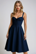Cocktail Midi Waist Navy Dress